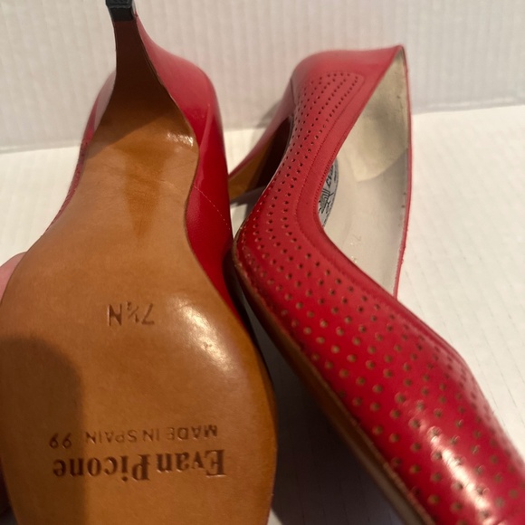 Vintage Evan PICONE shoes 7.5N red heels - Picture 1 of 7